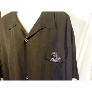 LUAU 100% Silk Hawaiian Soft Shirt-Embroidered Parrot-Pocket-sz 2X